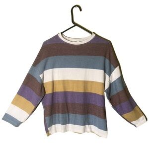 Striped Crewneck Sweater in Blue, Purple, and Gold